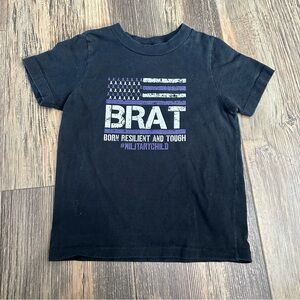 Military BRAT born resilient and tough # MILITARYCHILD black toddler t Shirt 2T